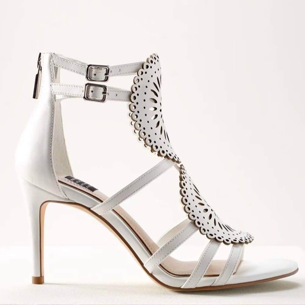 White House Black Market Sandals Sz 8 Sarai Mandala White Boho Strappy Heels